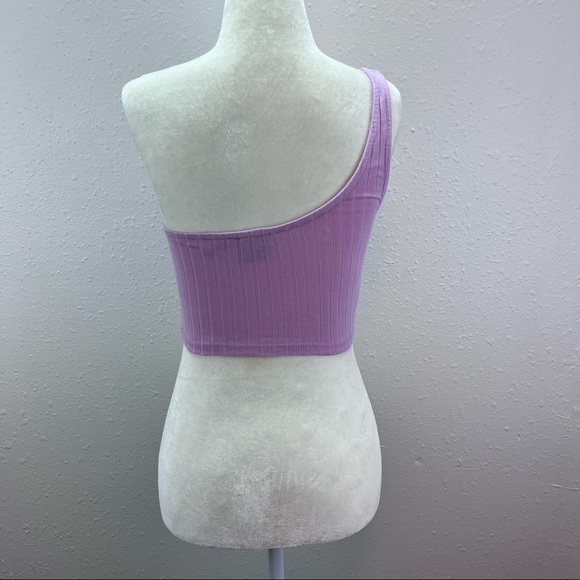 Out Front Under Urban Outfitters Shirt Womens Small Cropped Top Ribbed Purple - Picture 2 of 11
